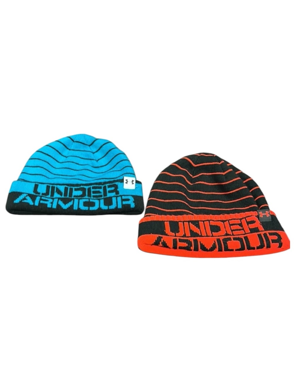 2 Under Armour Youth beanies orange and teal - like new